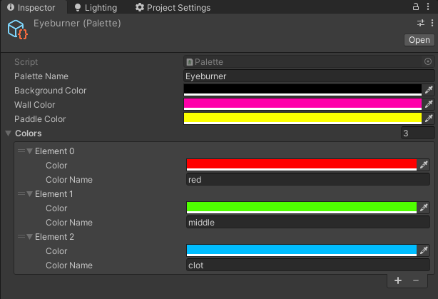 Palette Scriptable Object