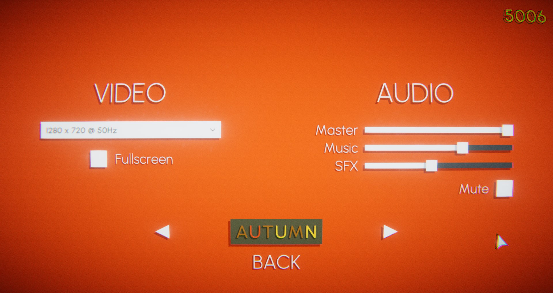 Settings Menu of Ping Pong Color